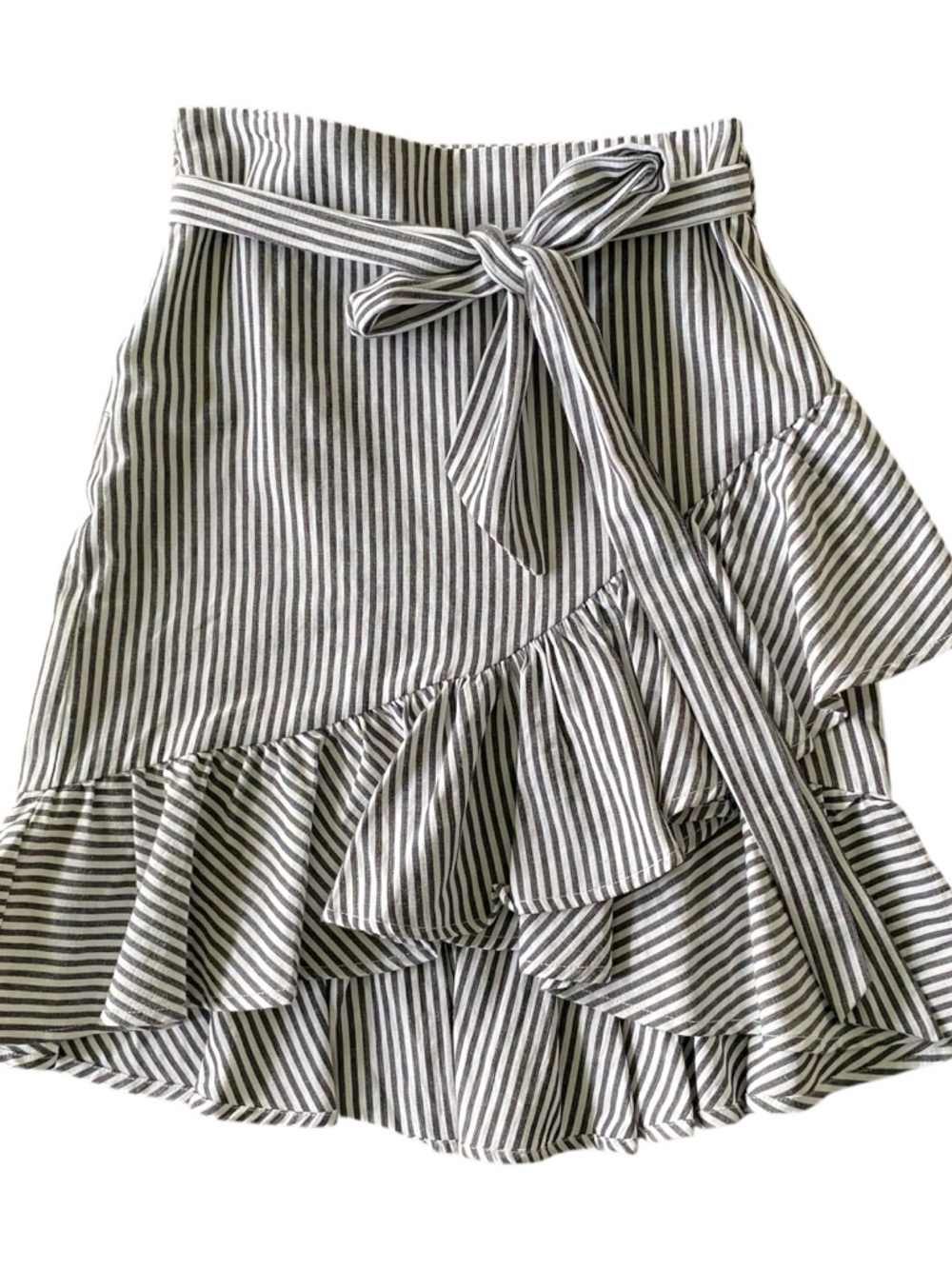 HYFVE Striped Bow Tie Waist A-Line Skirt Sz S Tiered Lined Preppy Career Office